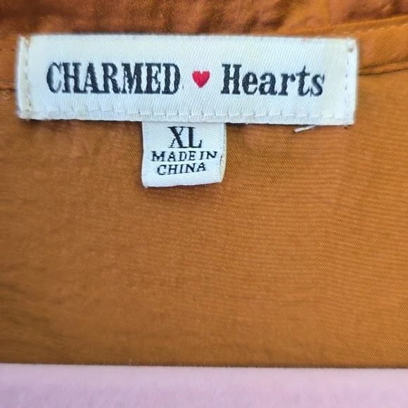 Charmed Hearts Peasant Blouse in Rust Orange, Size XL - Picture 3 of 4